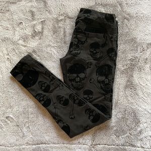 Royal Bones Black Velvet Skull Jeans Sz 1